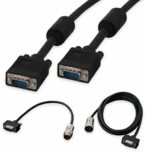 Cables de vídeo analógico VGA; se muestran versiones con conducto y sin conducto