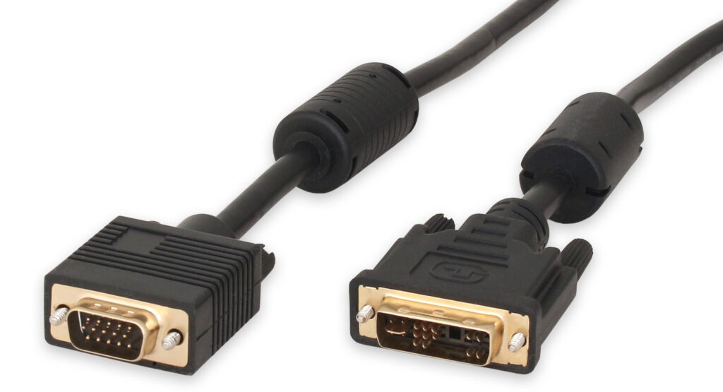 VGA to DVI-I Cable, VGA (HD-15) Male to DVI-I Male Cable, 1.8 m